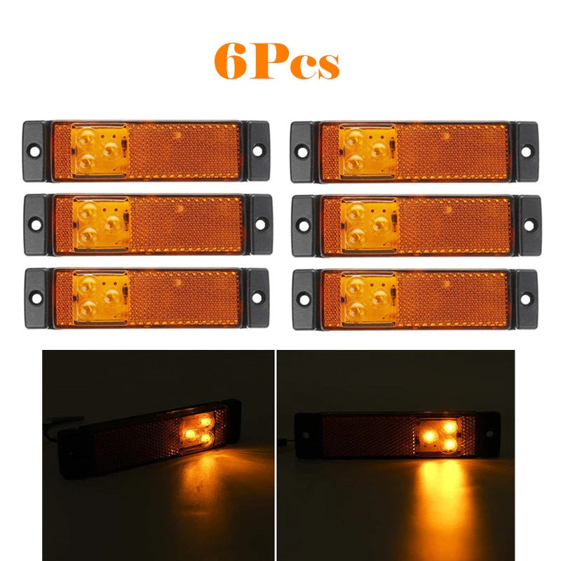 6X 3LED Side Marker 12V 24V Clearance Turn Signal