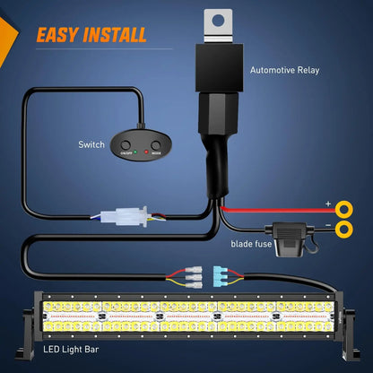 Nilight 22inch 480W Bar Spot Flood Amber White Strobe