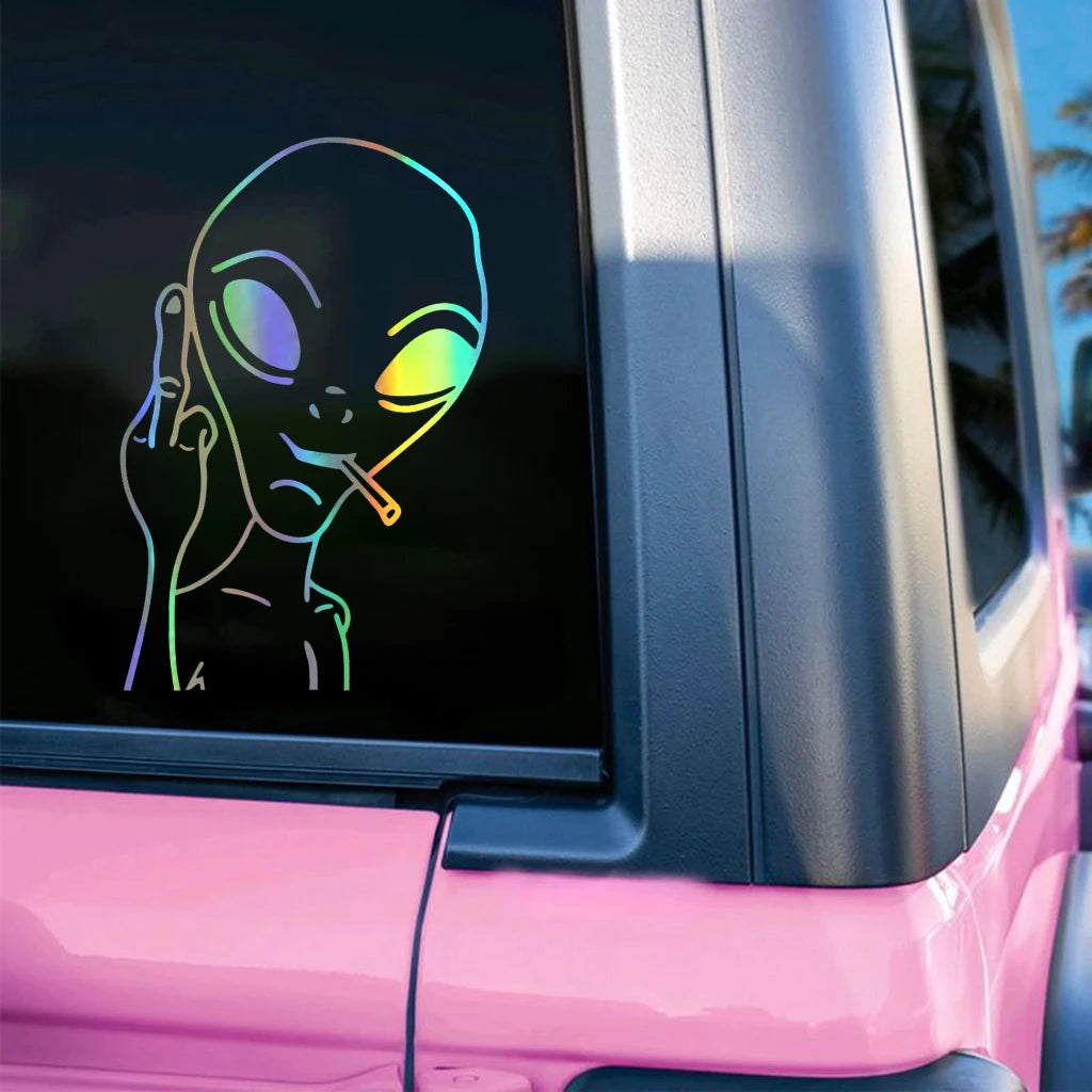 Hungmieh Stickers Funny Alien Personality Ufo Decals Laser Vinyl