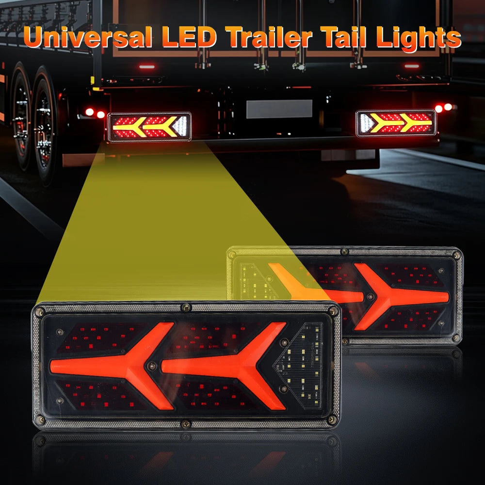 For 24V 2PCS Trailer 24V ABS Black Waterproof Tailight Warning