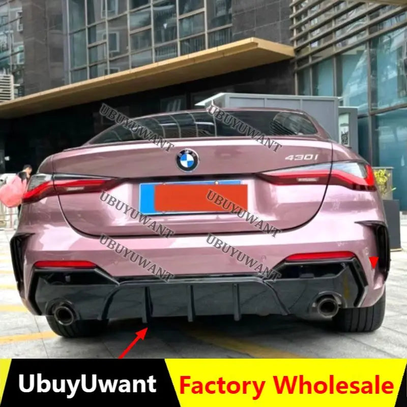 For BMW G22 G23 ABS Glossy Black Carbon Color Rear Bumper