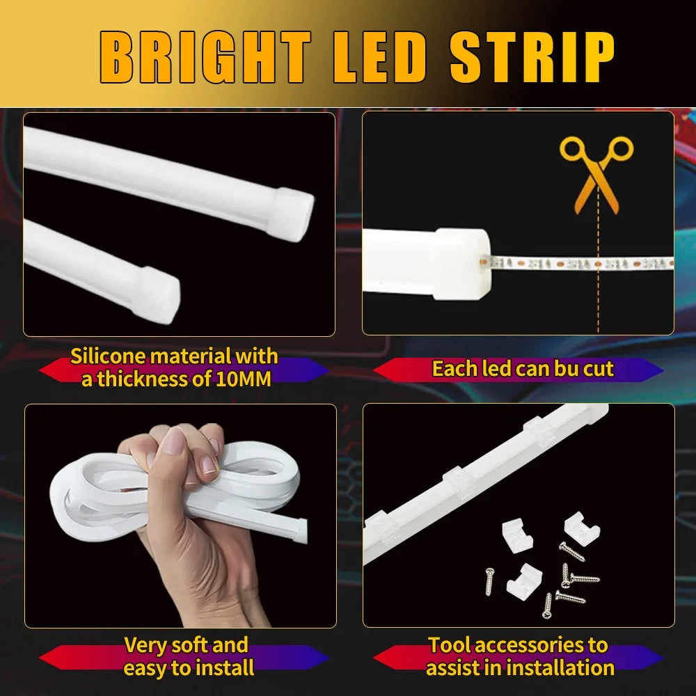 2PCS RGB Strip Sequential Drl Daytime Running Turn Signal