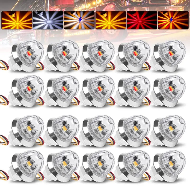 10PCS White Red Amber MINI Watermelon Truck Trailer Side