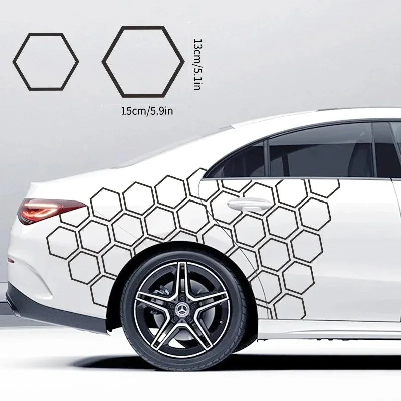 8PCS Honeycomb Hexagon Vinyl Stickers Sport Open Pattern Decals