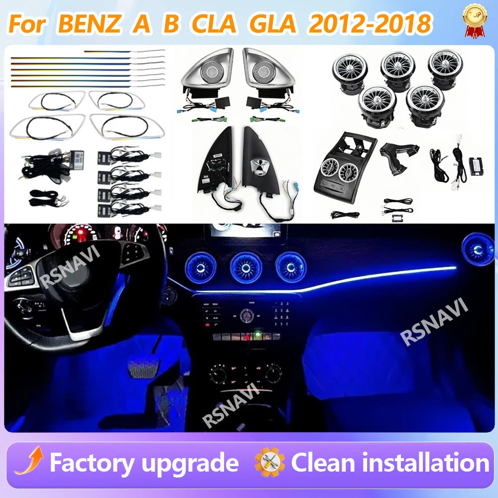 For Benz A Cla Gla W176 W156 2012-2018 12 256 Colors Ambient