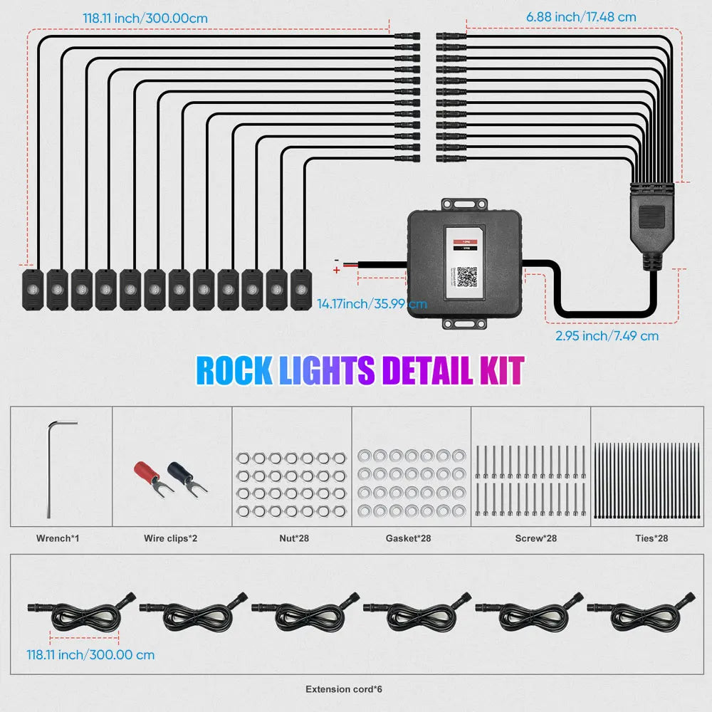 For Offroad Bright RGB Rock APP Control Waterproof IP68 Neon
