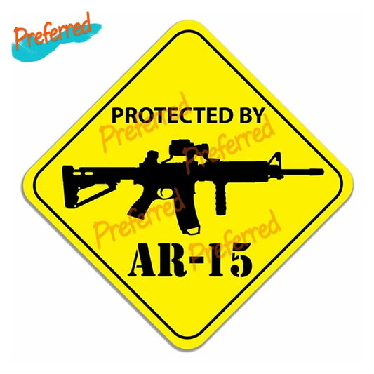 Protected By AR15 Assault Rifle Gun Truck Window Decal