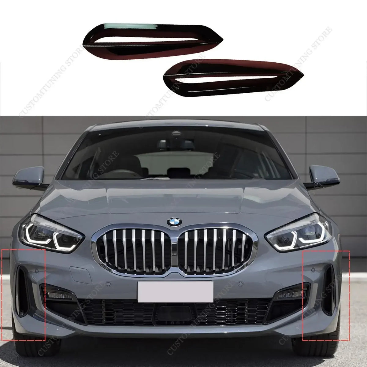 For BMW F40 Gloss Red Front Bumper Airvent Trim Foglamp Cover