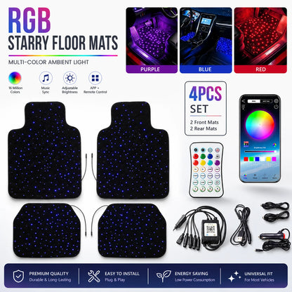 Fiber Optic Twinkle Star Floor Mats Waterproof Rugs RGB