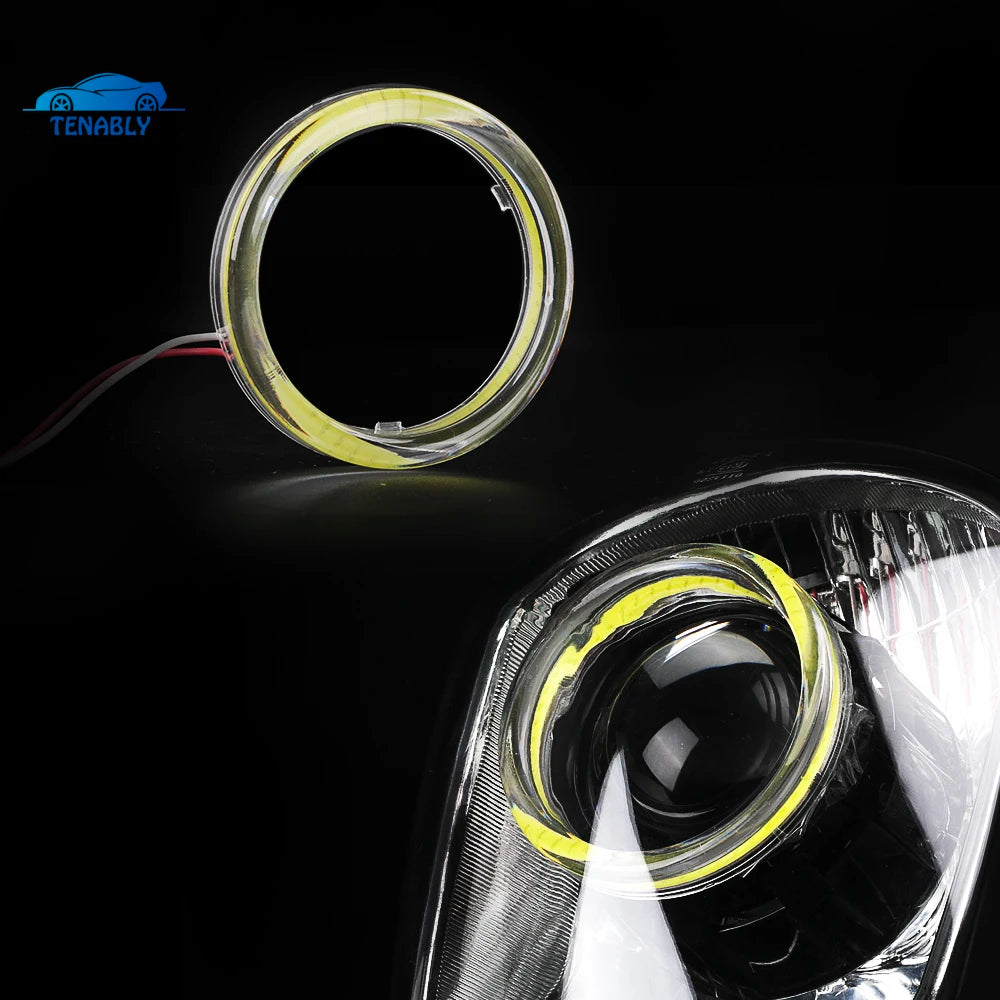 2PCS Cob Angel Eye White Motorcycle Headlight Circle Ring
