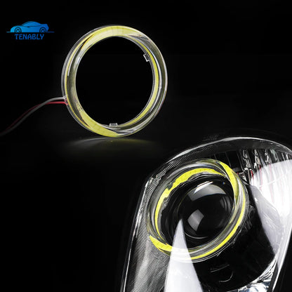 2PCS Cob Angel Eye White Motorcycle Headlight Circle Ring