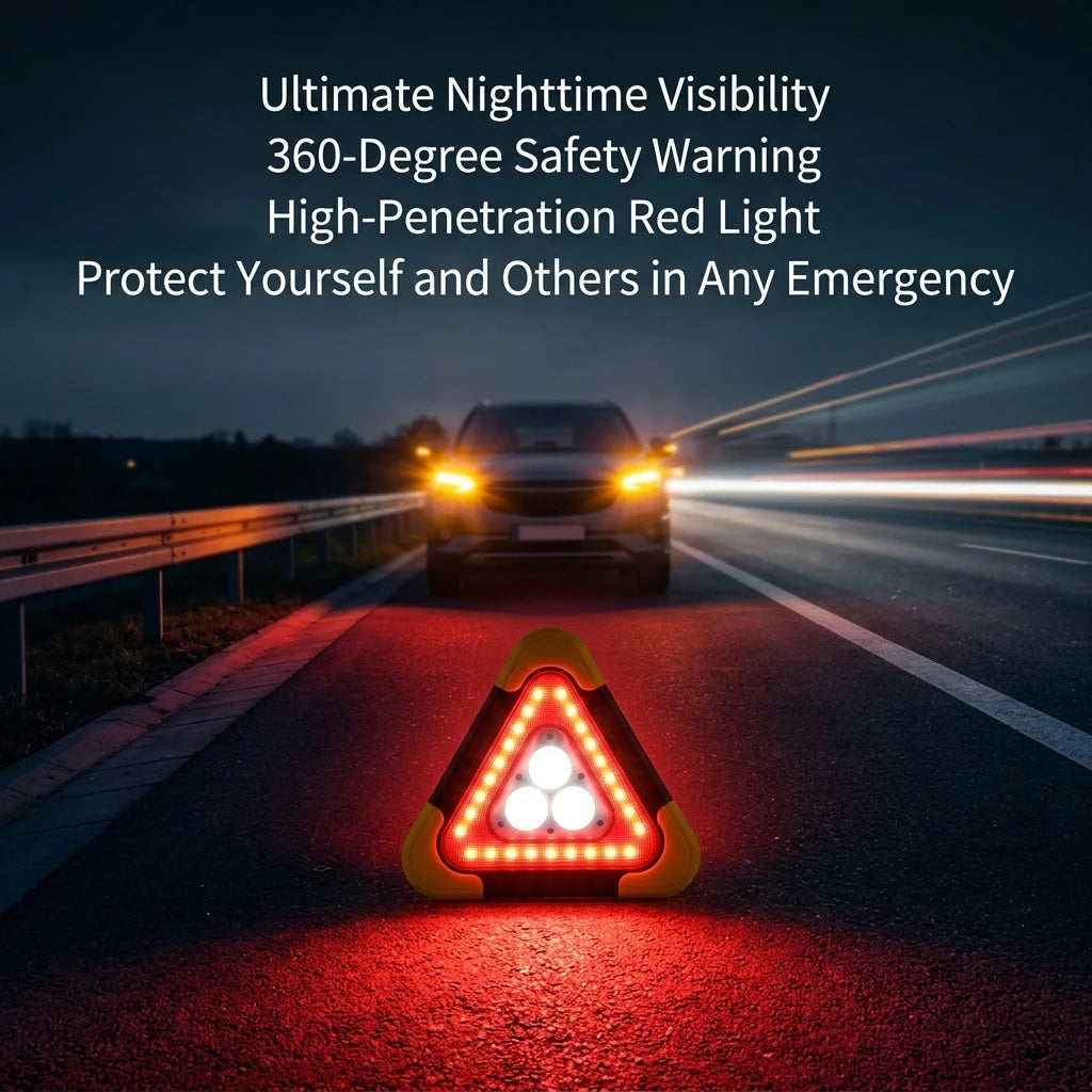 Emergency Warning Triangle Solar Powered Reflective Sign