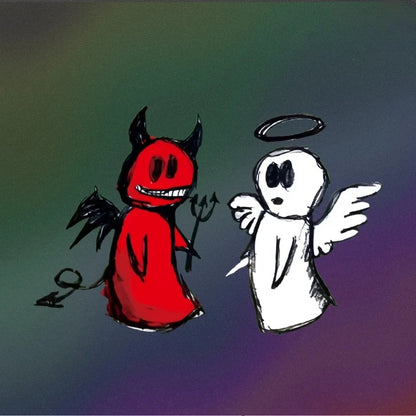 Vinyl Waterproof Hand Drawn Angel Demon Cartoon Motorcycle