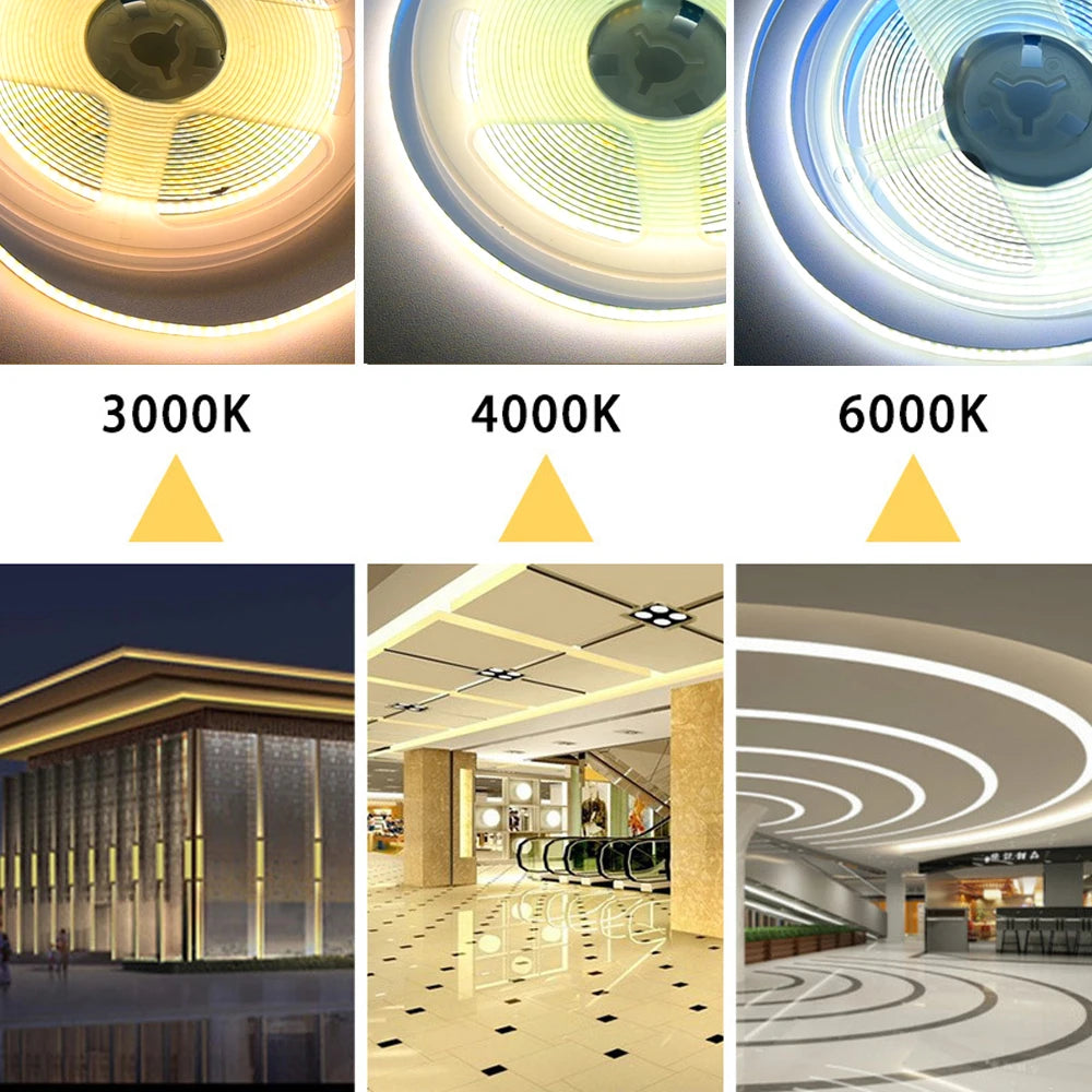 5M 10M 20M Cob Cct Strip 24V Flexible Density