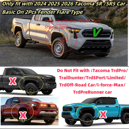 For Toyota Tacoma Sr SR5 2024-2027 Fender Fit Side Wheels Vent