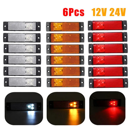6X 3LED Side Marker 12V 24V Clearance Turn Signal