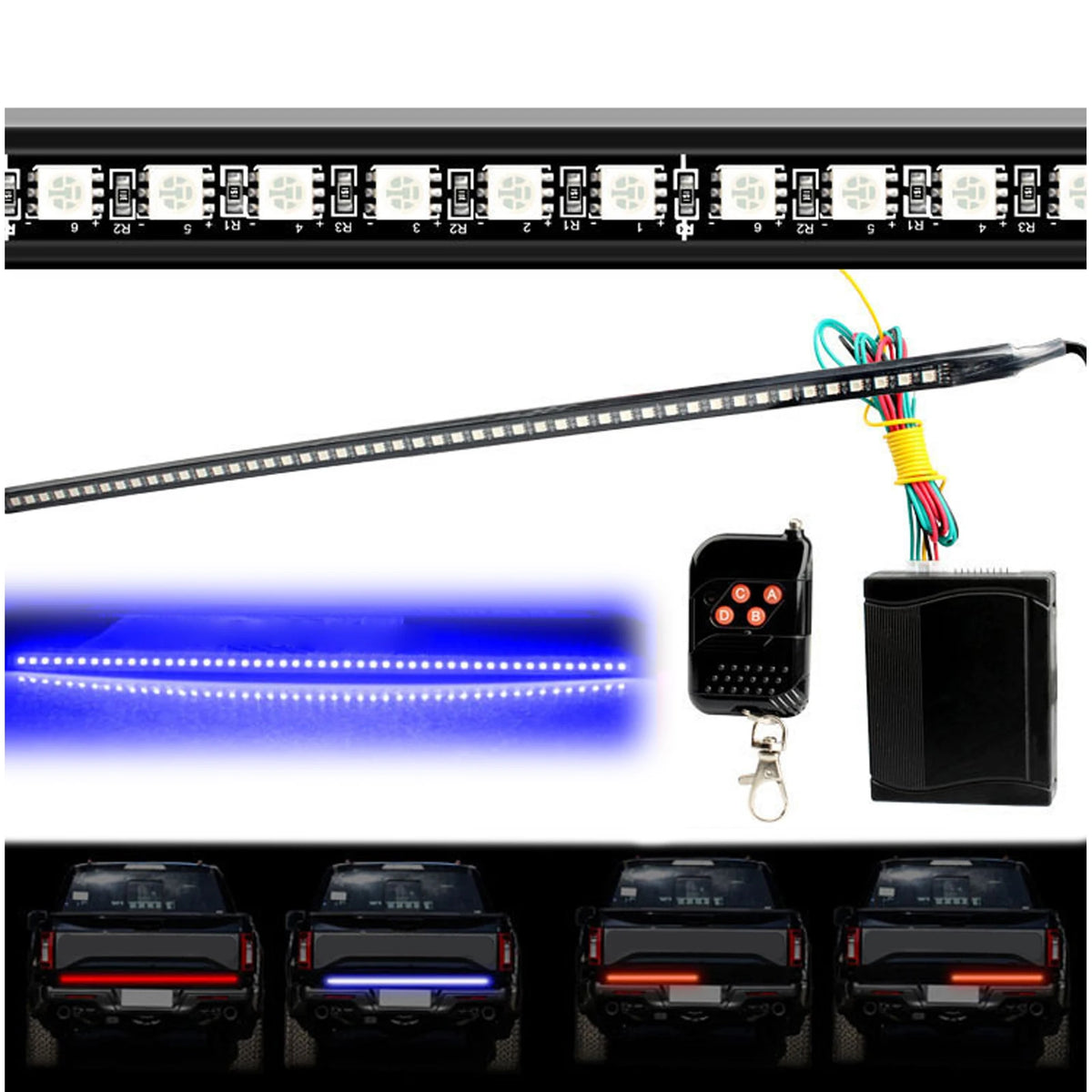 12V RGB Scanner Strip Remote Control Multicolor Flowing Grille