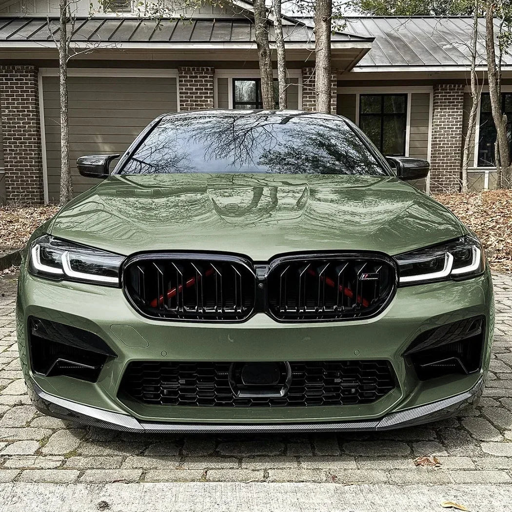 For BMW 5 Series M5 F90 Gloss Black Carbon Look Front Bumper Lip