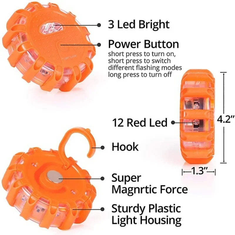 Mode Emergency USB Rechargeable Safety Warning Flashing Red