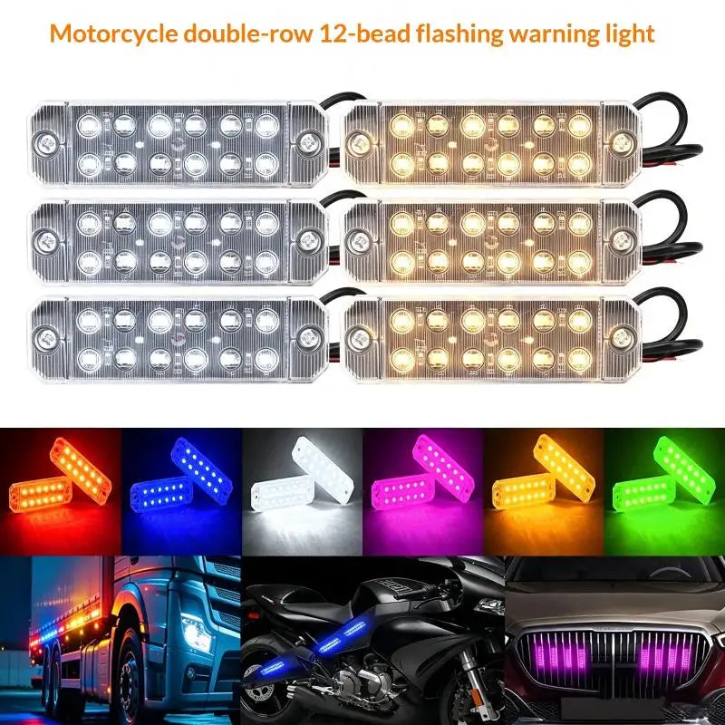 For Trailer 12 Dual Row Strobe Warning 1PCS Super Bright Multi