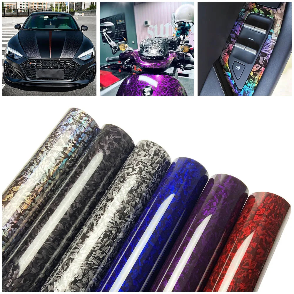 Glossy Laser Forged Carbon Fiber Vinyl Wrap Self Adhesive