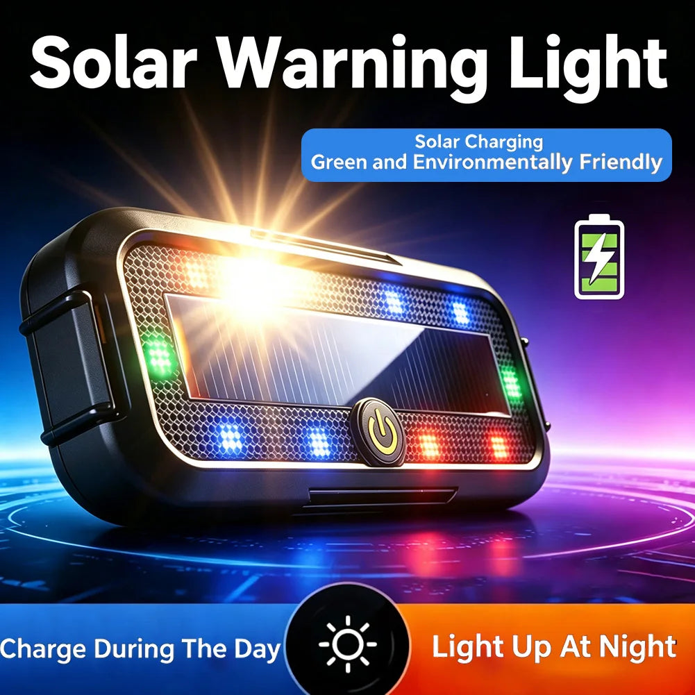 For Motorcycle off-road Bike Safety Lamp 1X Solar Strobe Warning