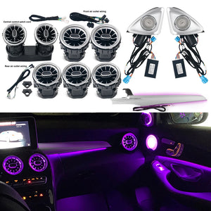 For Mercedes Benz W205 X253 GLC 15-18 3 Color Turbine Vents Ambient Light 4D Rotating Tweeter Speaker Lamp LHD Copilot L