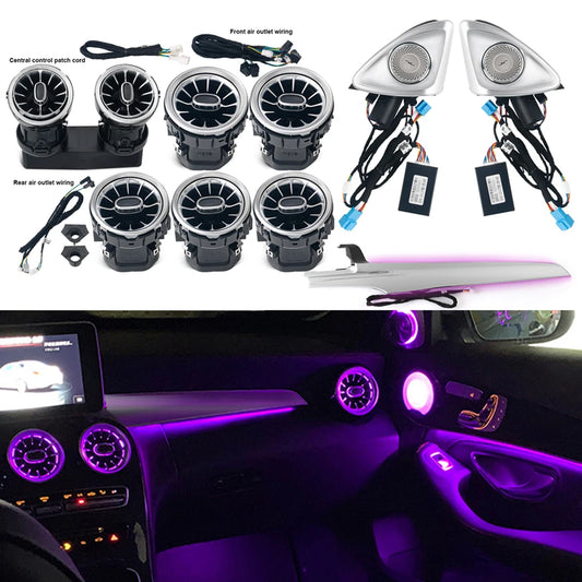 For Mercedes Benz W205 X253 GLC 15-18 3 Color Turbine Vents Ambient Light 4D Rotating Tweeter Speaker Lamp LHD Copilot L