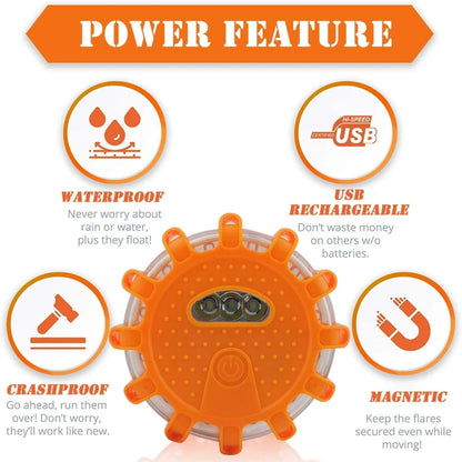 USB Rechargeable Road Flares Emergency Roadside Warning Safety