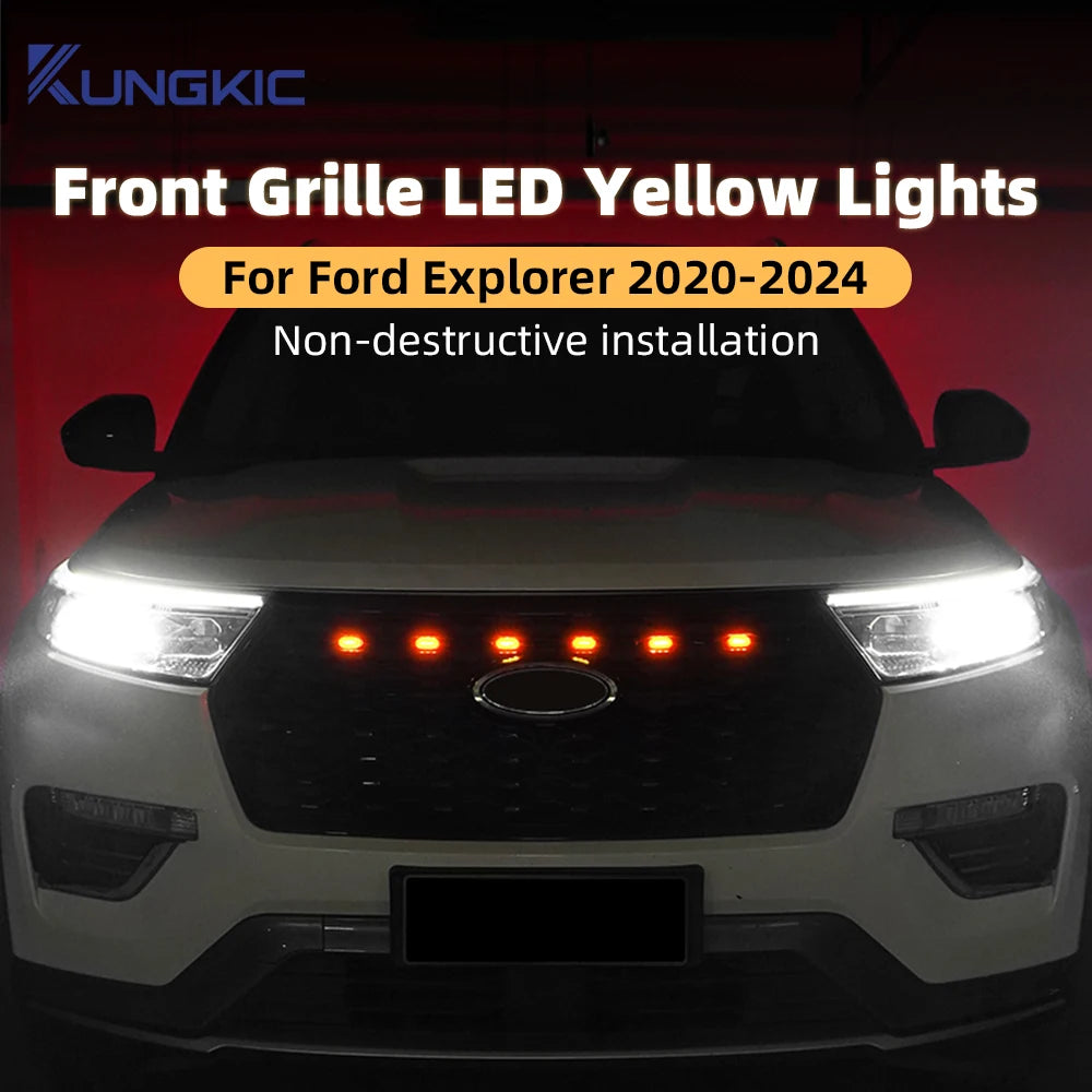 For Ford Explorer 2020 2021 2022 Front Grille Smoked Amber