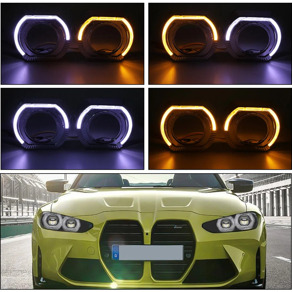For Bi-xenon Bi-led Lens Retrofit 2PCS Headlight Angel Eyes