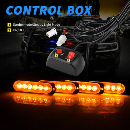 4PCS Kit 6SMD Stroboscopes 12V Truck Flasher Strobe Middle