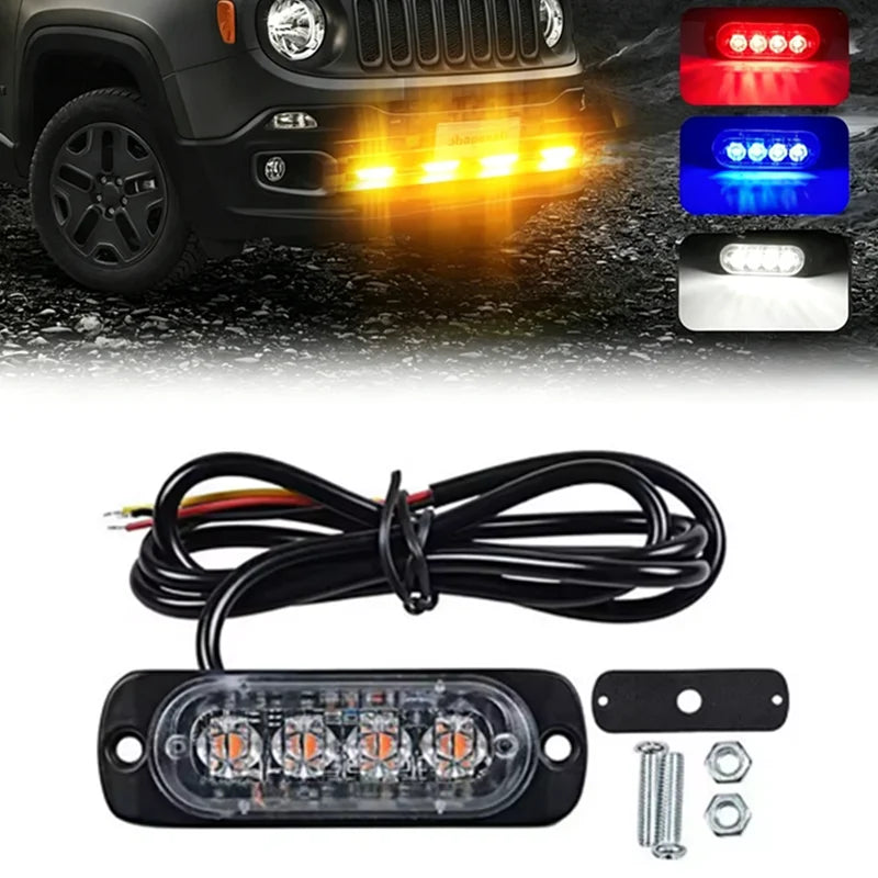12v-24v 4LED Grill Strobe Warning Truck Flashing Emergency