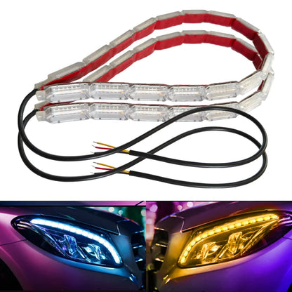 2PCS Flowing Daytime Running Sequential Flexible Strip Drl Turn