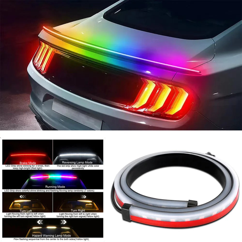 Colorful Rear Brake Strip Mount Stop Turn Signal Running