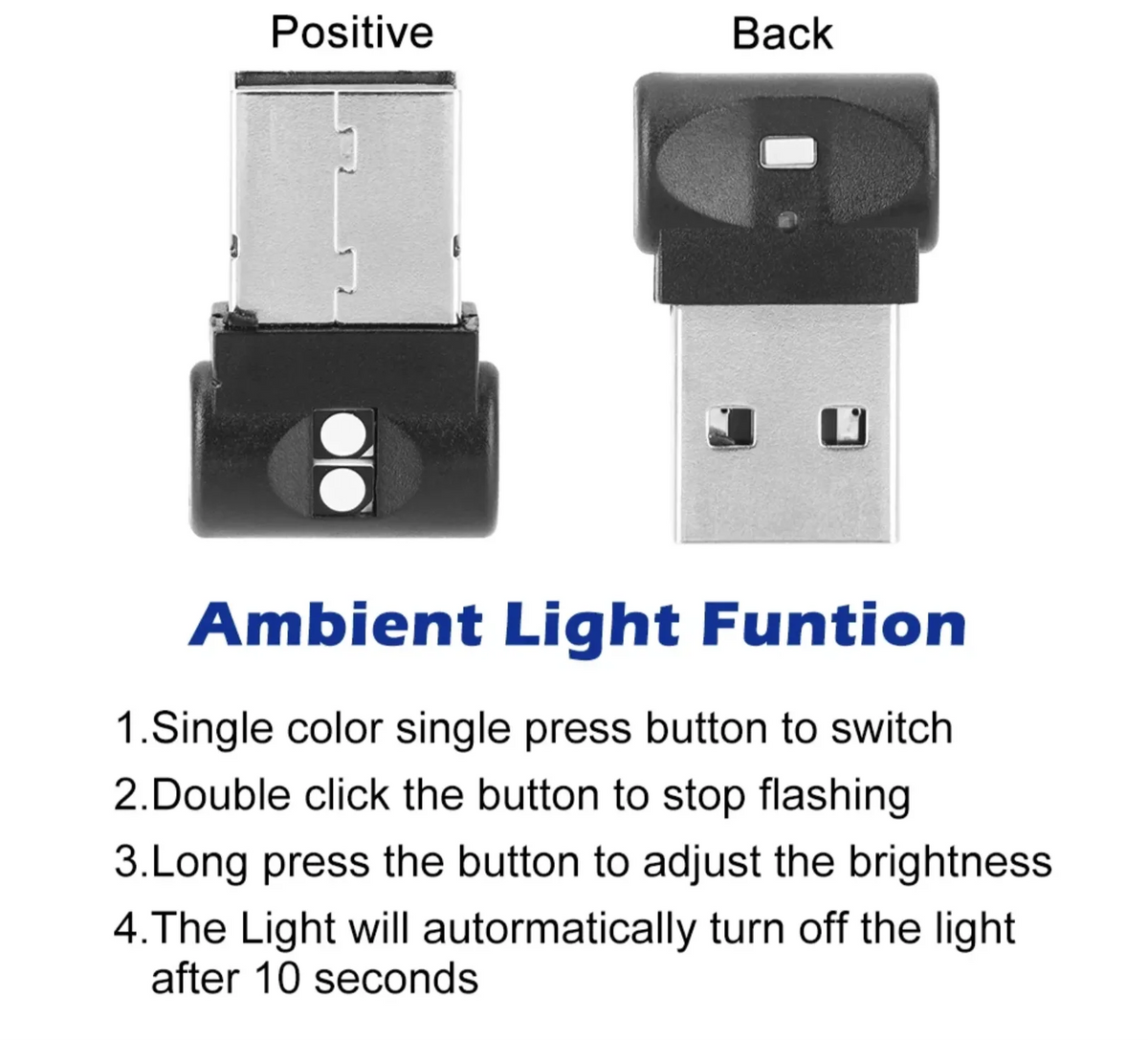 MINI USB Foot Emergency Lighting Interior Plug Play Atmosphere
