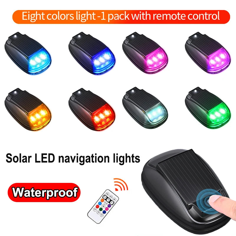 6X Solar RGB Strobe Colors Flash Position Wireless Aircraft