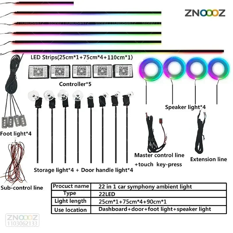 For Chrysler Pacifica Rt T 22IN1 RGB Interior Acrylic Ambient