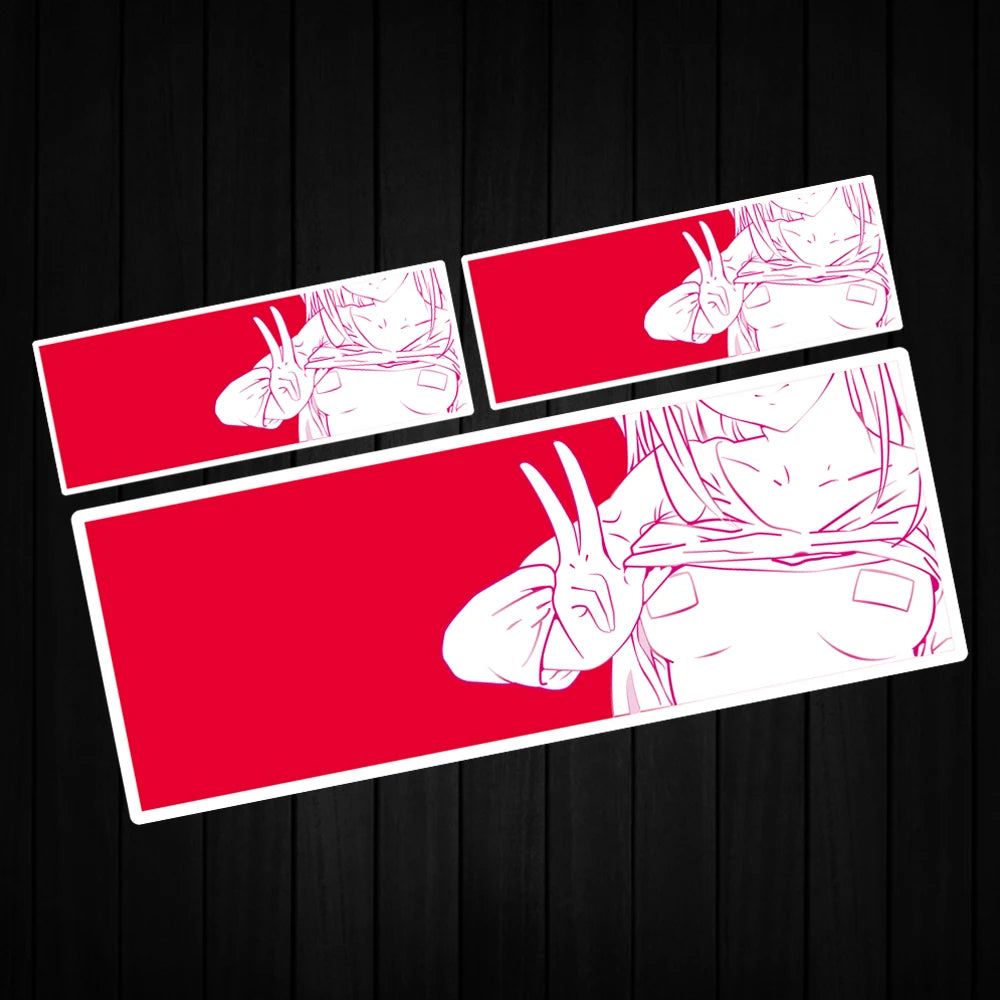 For Honda Toyota 3PCS Lot Reflective Jdm Cartoon Anime Yeah Girl