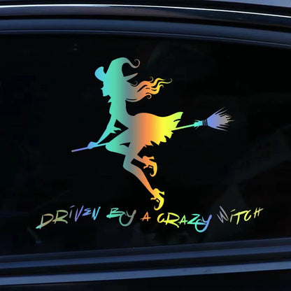 30534 Driven By A Crazy Witch Sticker Vinyl Decal