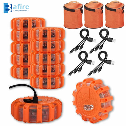USB Rechargeable Road Flares Emergency Roadside Warning Safety