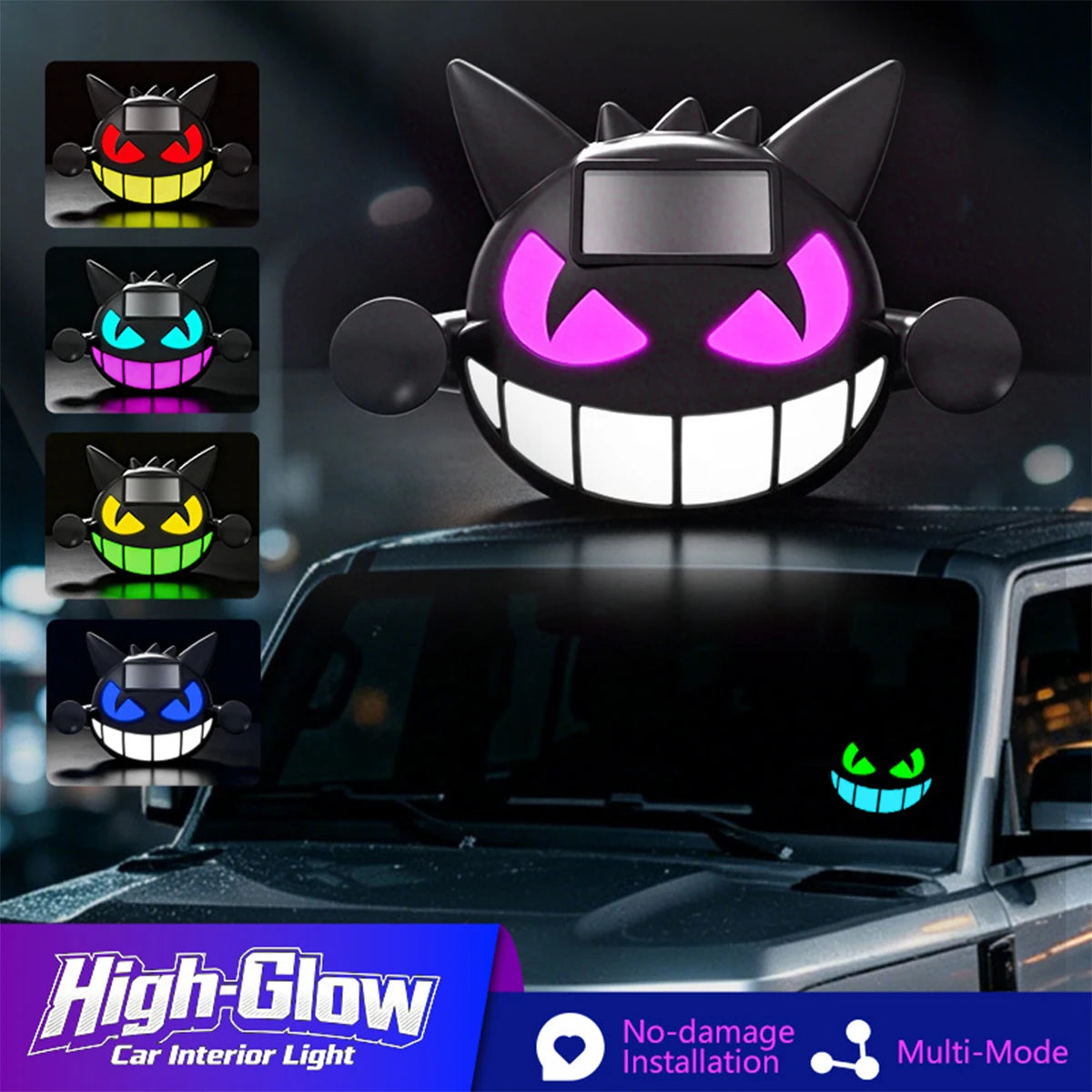 Devil Face Projection Solar Powered Rear Windshield Warning