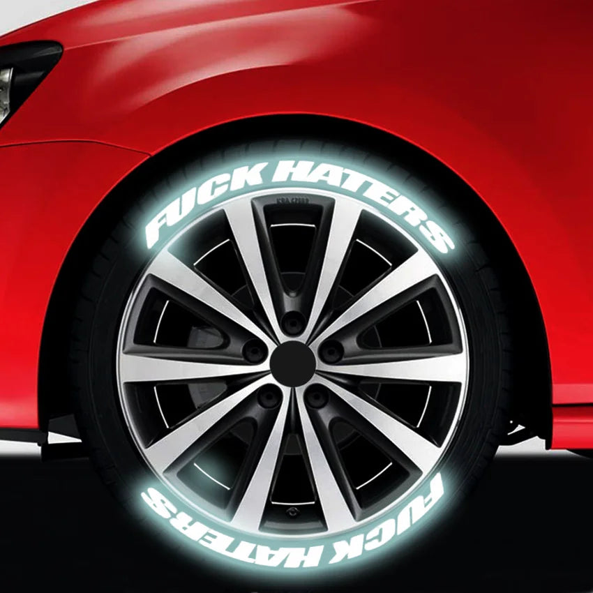 For Tyre Racing Reflective Mustang Tire Lettering Sticker Gray
