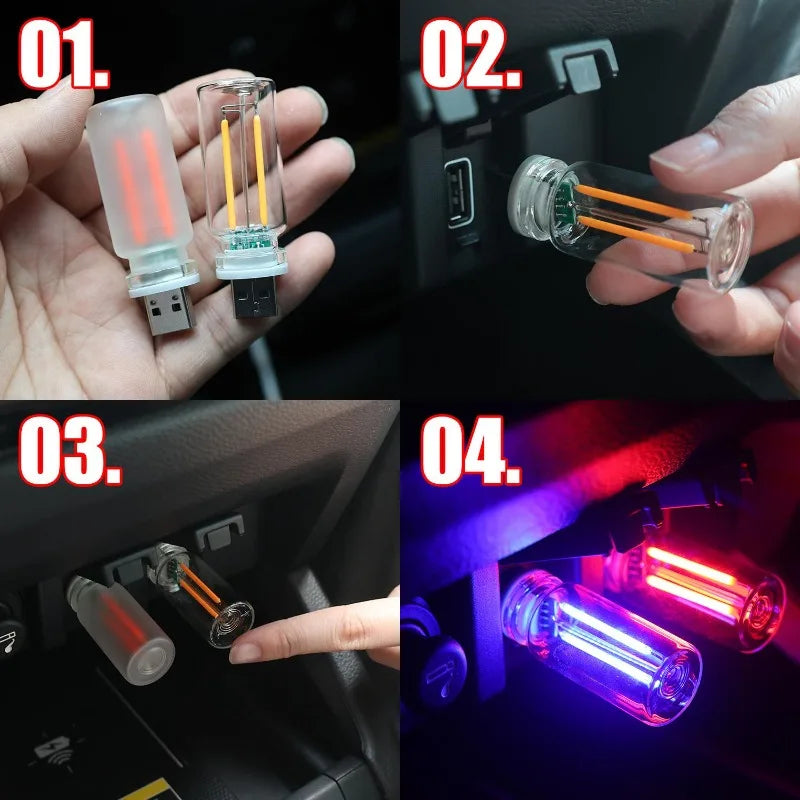 Night Glass ABS Ambient Lighting USB Power Cars Bedrooms