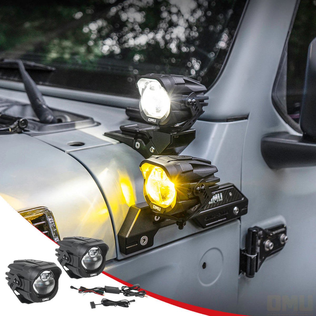 For Jeep Ford Omu 4X4 a-pillar Spotlight Fog Headlight 12V Low