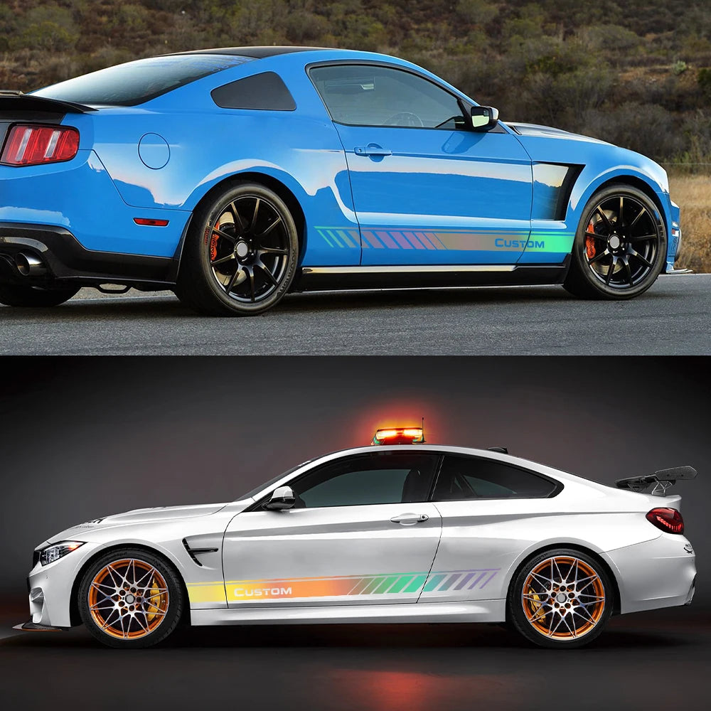 Side Skirt Body Stripes Sticker Customized Text Vinyl Decal