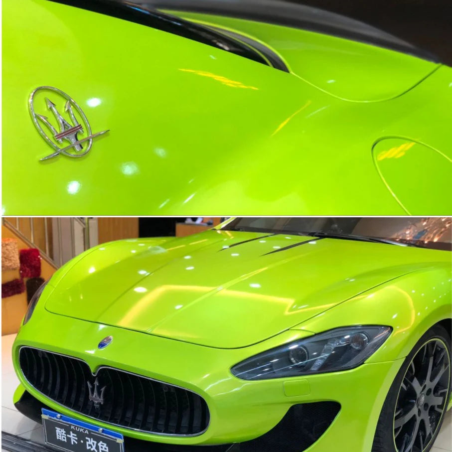 58x152cm Fluorescent Yellow Glossy Vinyl Wrap Film Sticker Air
