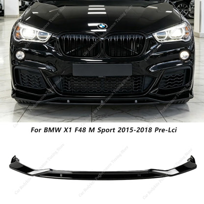 For BMW X1 F48 M Sport Gloss Black Mt Front Bumper Lip Spoiler
