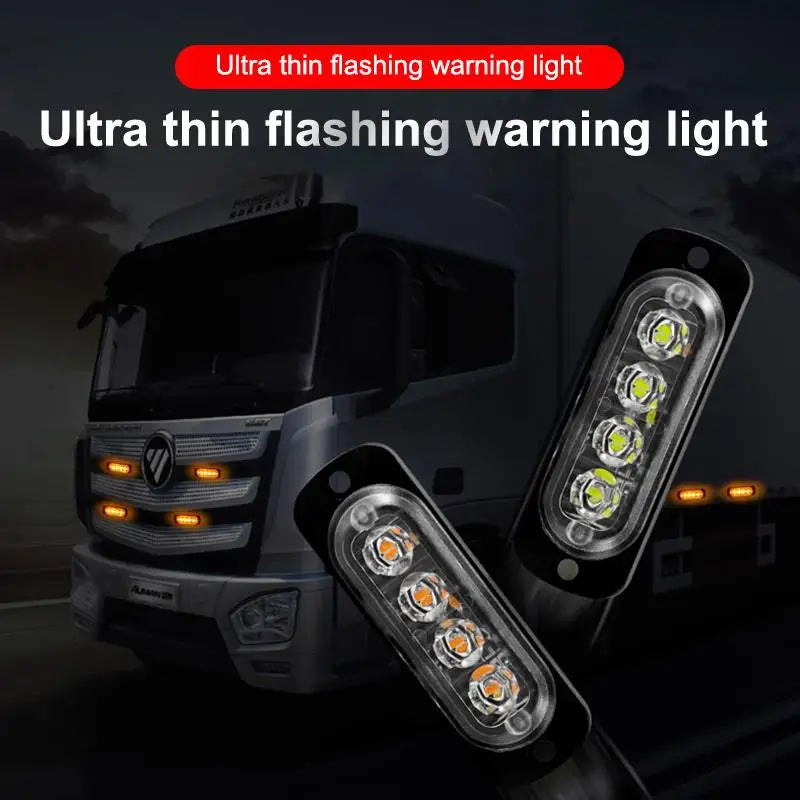 4PCS 4LED 12V 24V Warning Grill Breakdown Truck Trailer