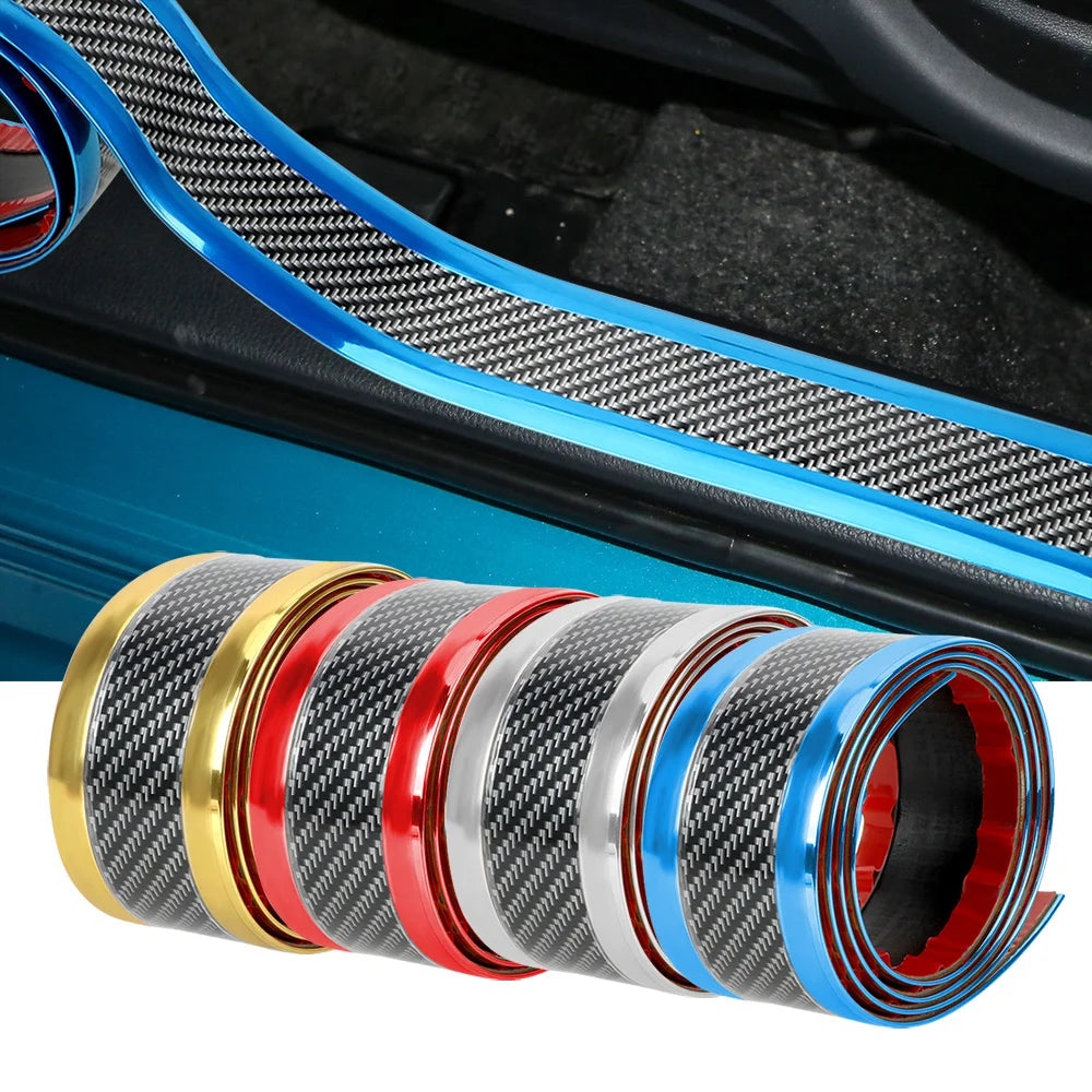 Stickers Anti Scratch Door Sill Protector Rubber Strip Carbon